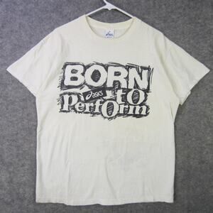 Vintage Asics Shirt Mens Large White Born To Perform Graphic Tee Made In USA 90s